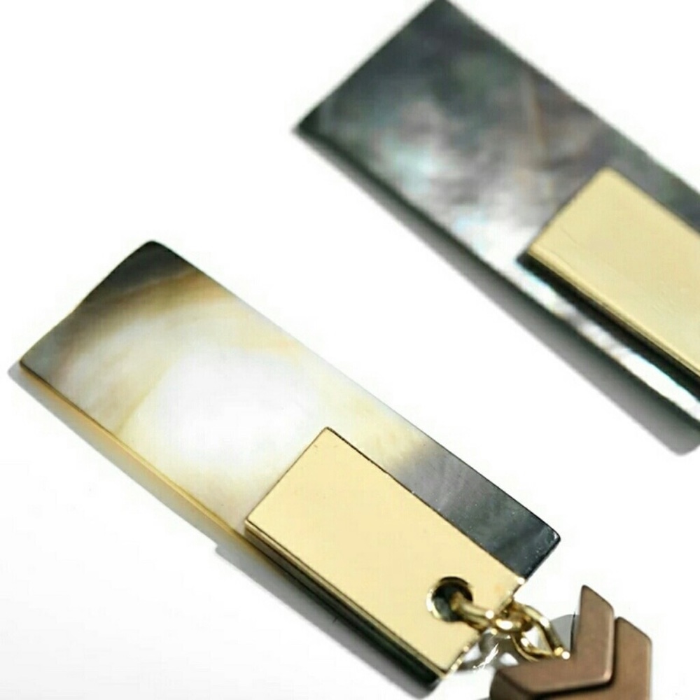 Artisan Luxury Abalone Dangle Earrings 18k - Picture 4 of 4